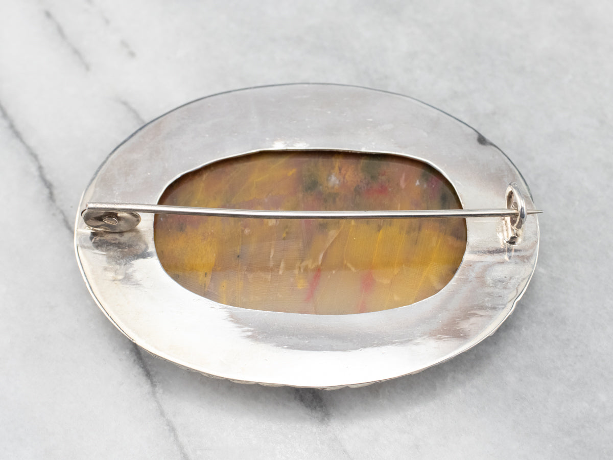 Large Yellow Jasper Sterling Silver Statement Brooch