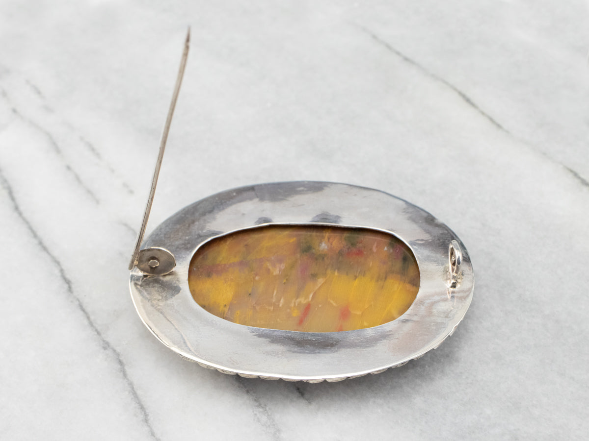Large Yellow Jasper Sterling Silver Statement Brooch
