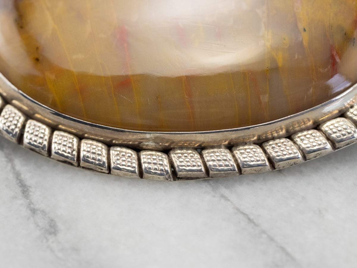 Large Yellow Jasper Sterling Silver Statement Brooch