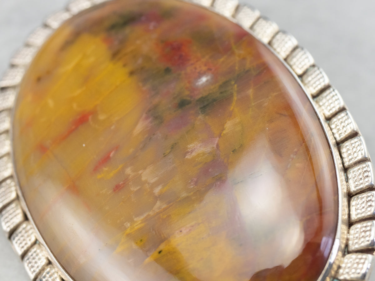 Large Yellow Jasper Sterling Silver Statement Brooch