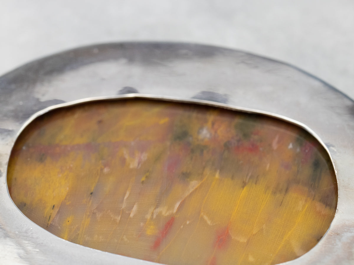 Large Yellow Jasper Sterling Silver Statement Brooch