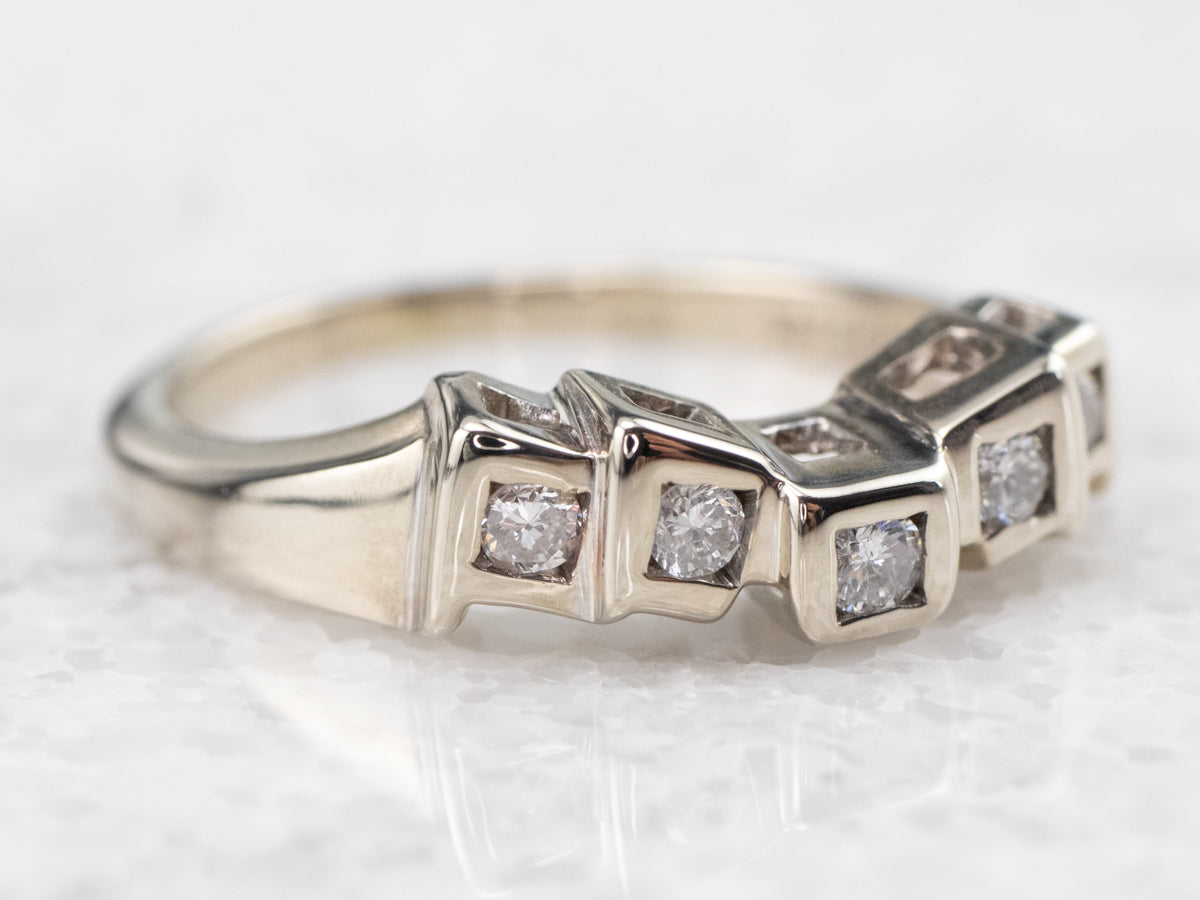 Modernist Diamond White Gold Curved Band