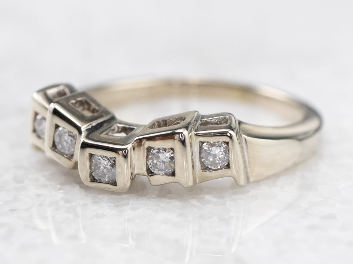 Modernist Diamond White Gold Curved Band