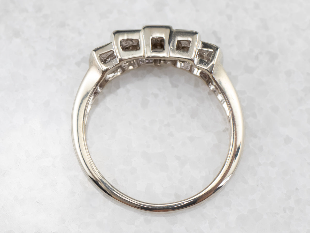 Modernist Diamond White Gold Curved Band