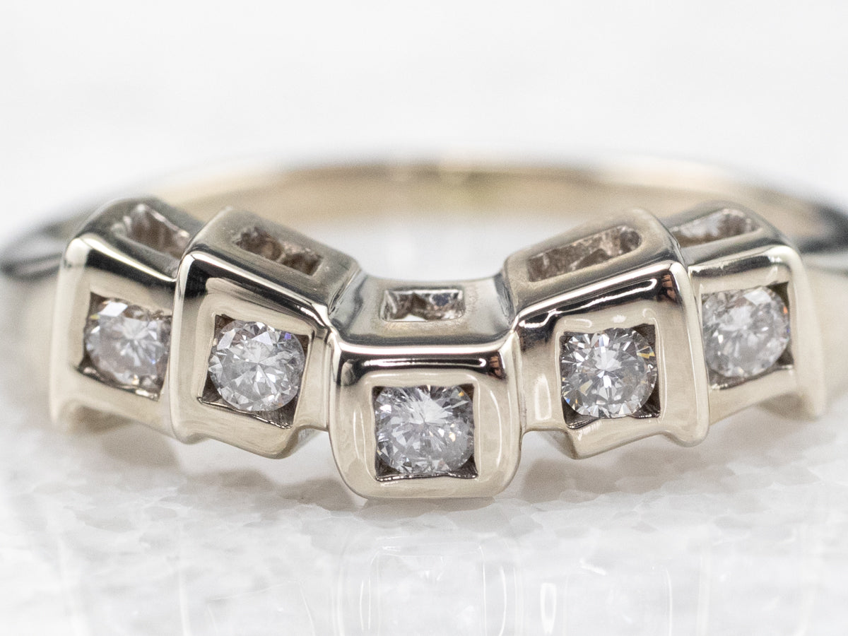 Modernist Diamond White Gold Curved Band