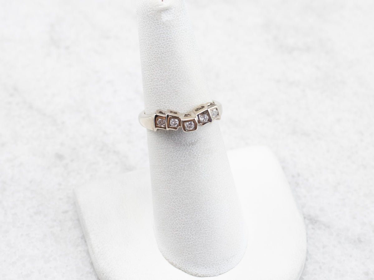 Modernist Diamond White Gold Curved Band