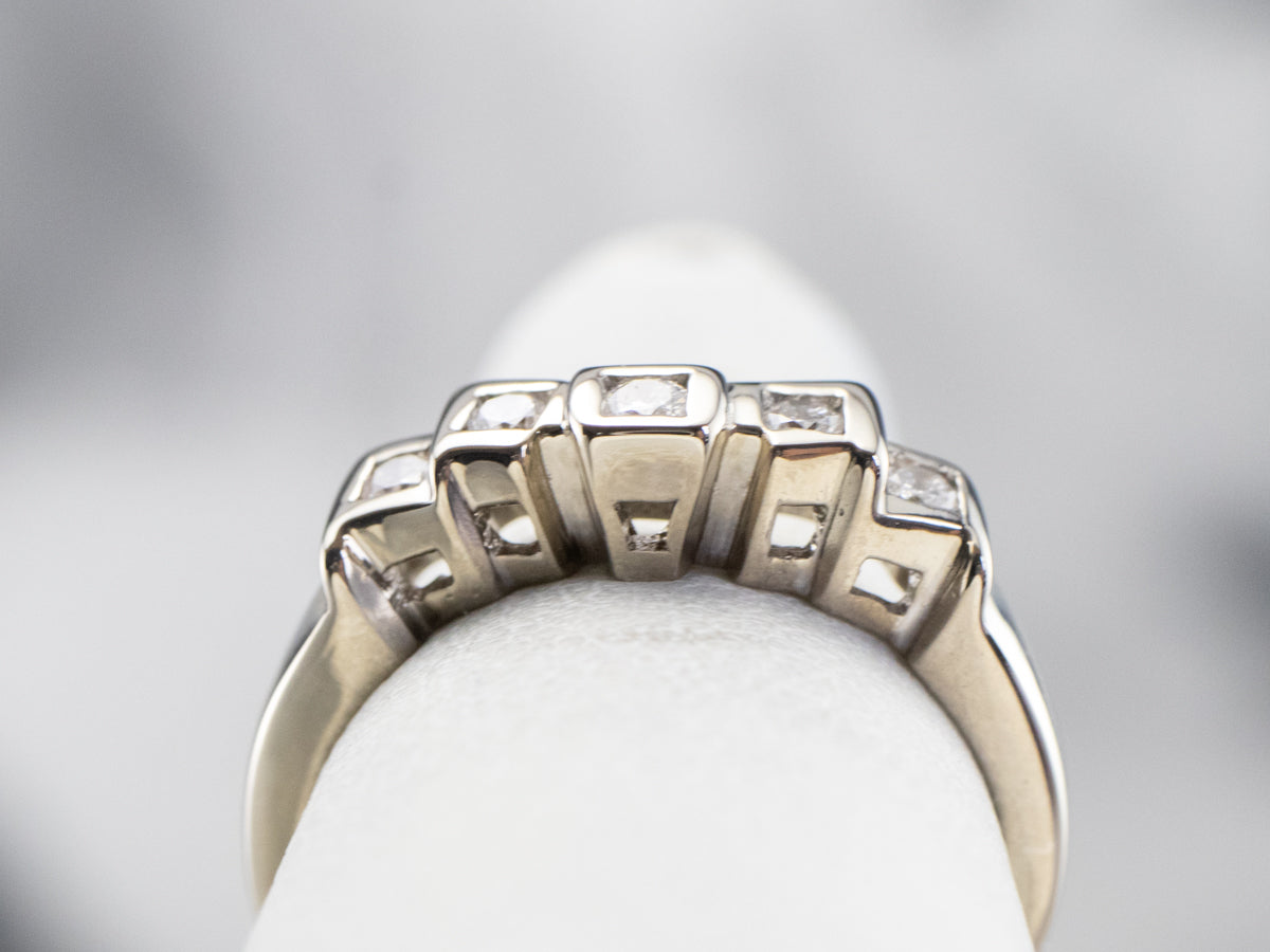 Modernist Diamond White Gold Curved Band