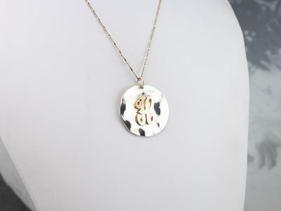 Sterling Silver and Gold "H" Initial Pendant