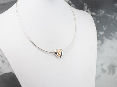 Mix Metal Monogramed "G" Heart Necklace