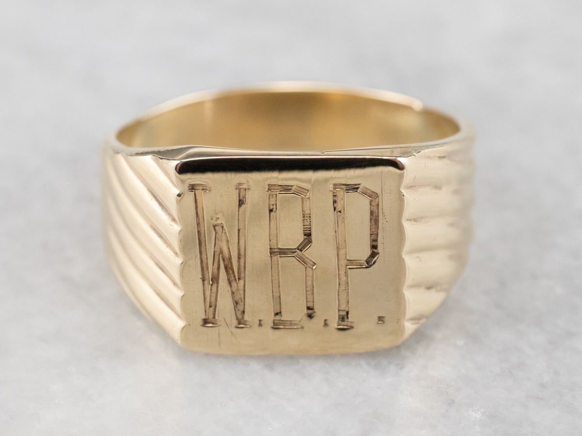 Gold "WBP" Monogram Signet Ring