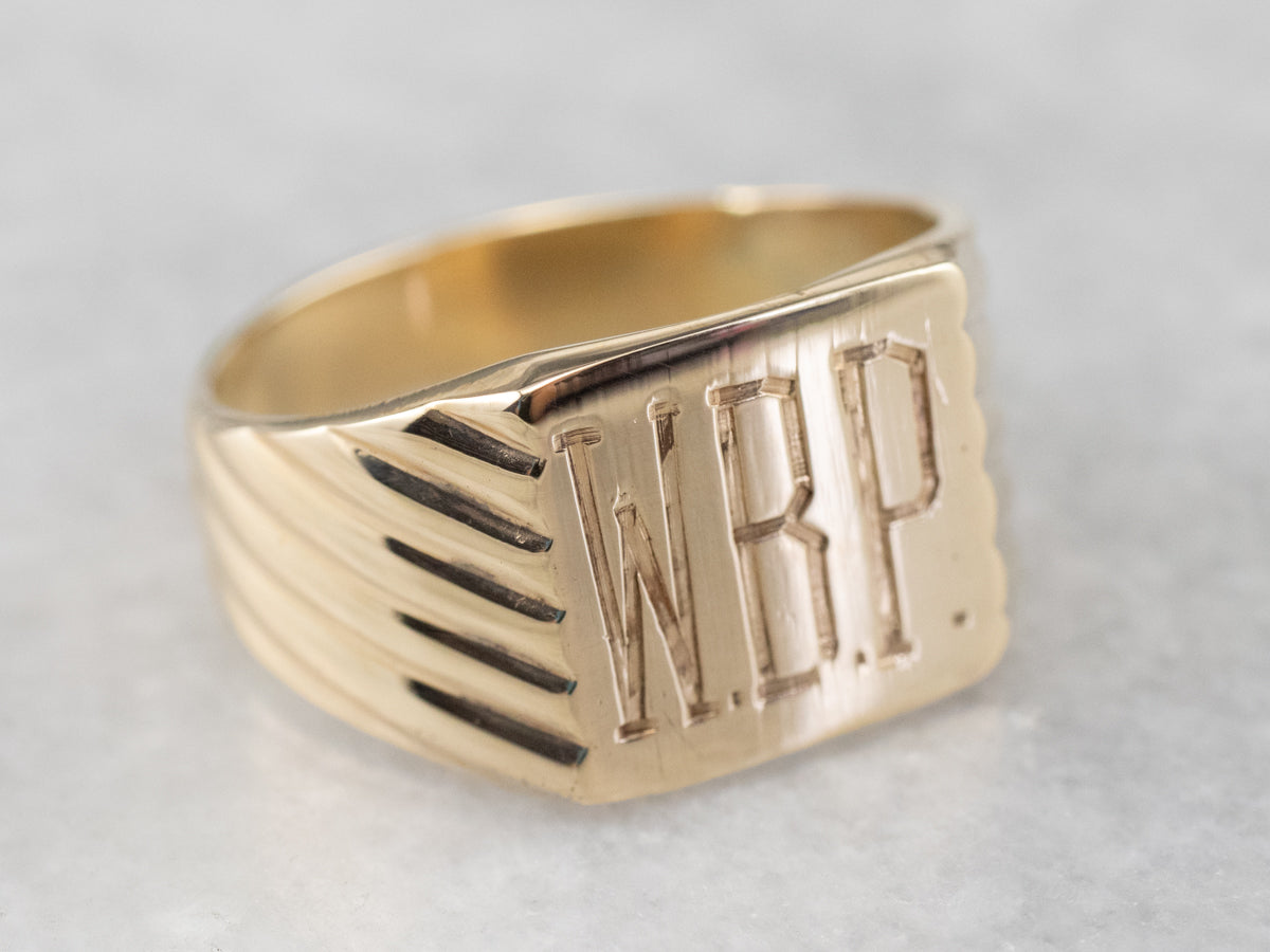 Gold "WBP" Monogram Signet Ring