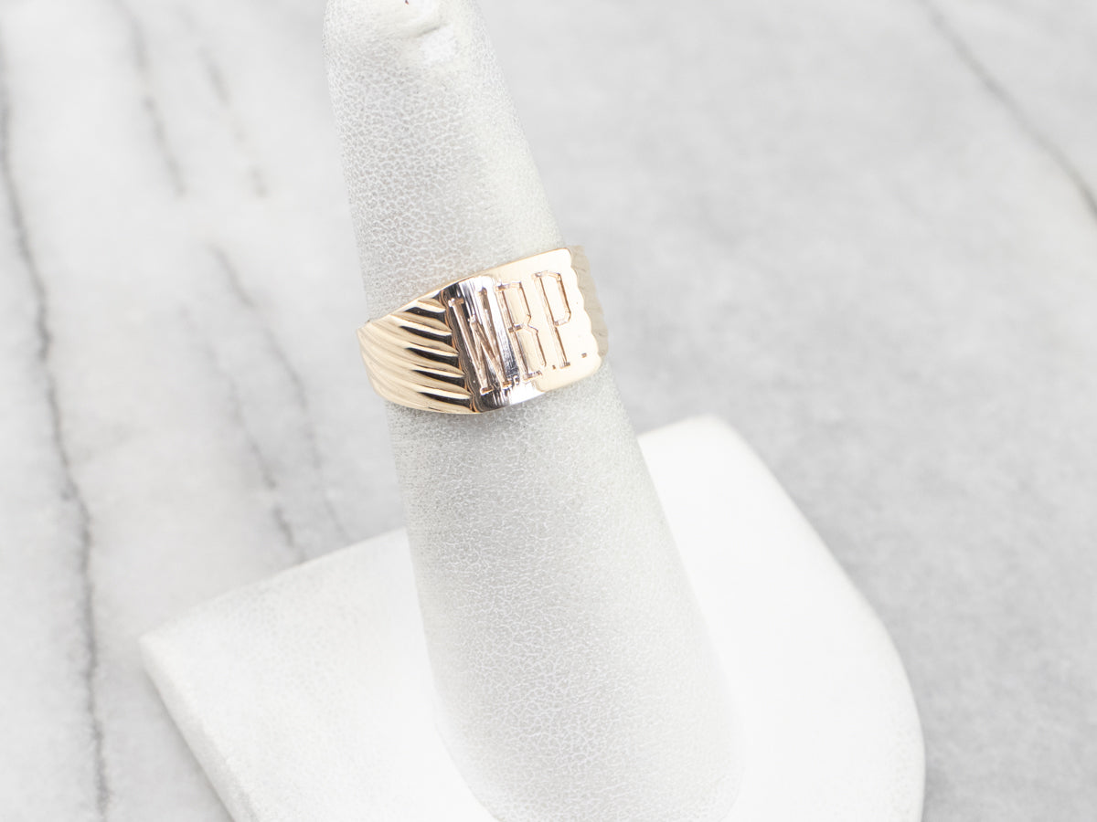 Gold "WBP" Monogram Signet Ring
