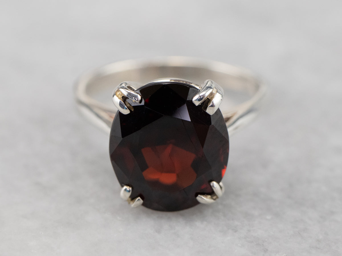 Garnet Sterling Silver Solitaire Ring