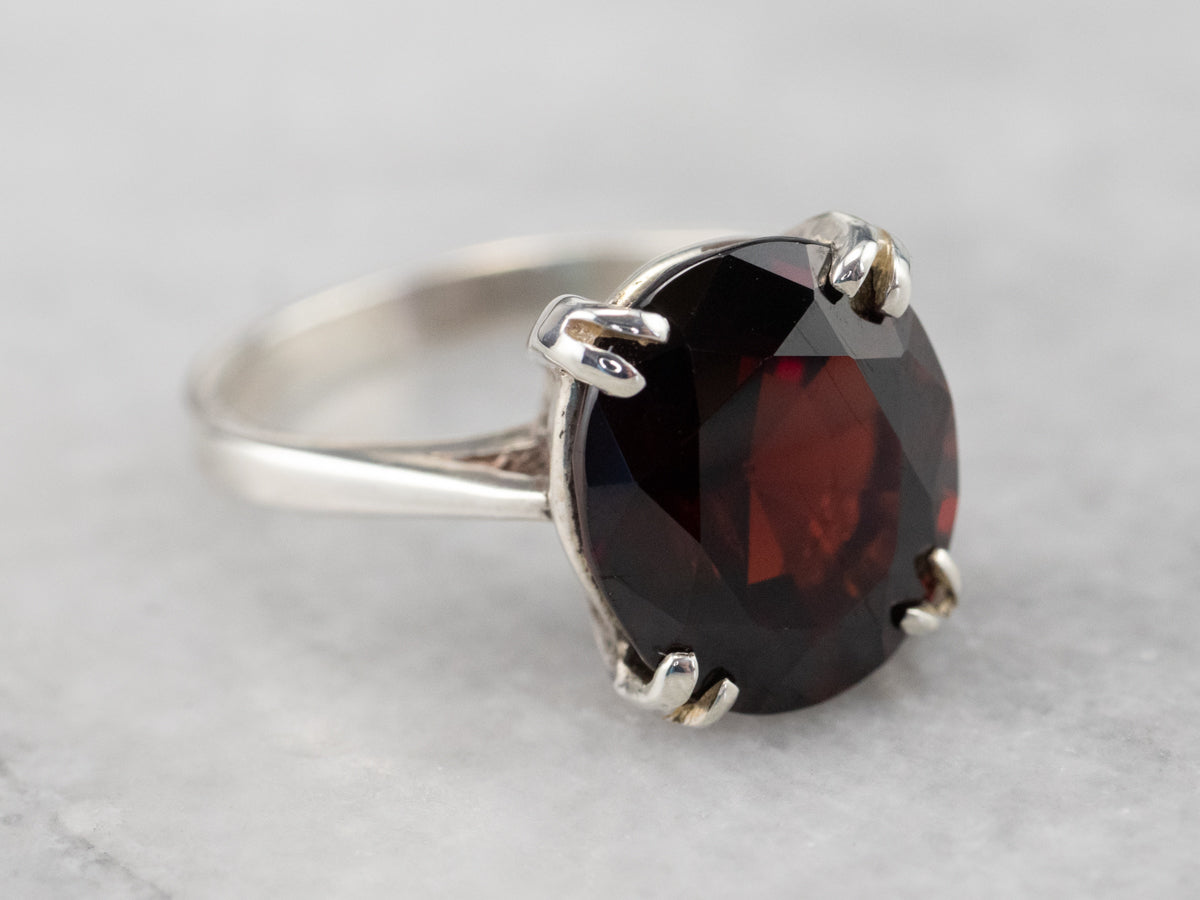 Garnet Sterling Silver Solitaire Ring