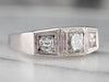 Three Stone Retro Era Diamond Engagement Ring