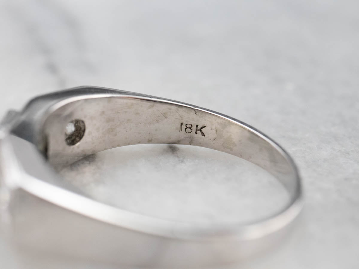 Three Stone Retro Era Diamond Engagement Ring