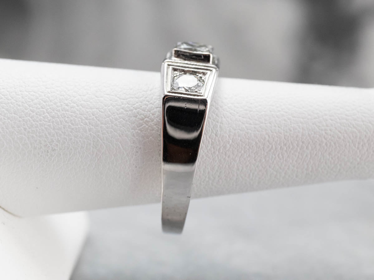 Three Stone Retro Era Diamond Engagement Ring