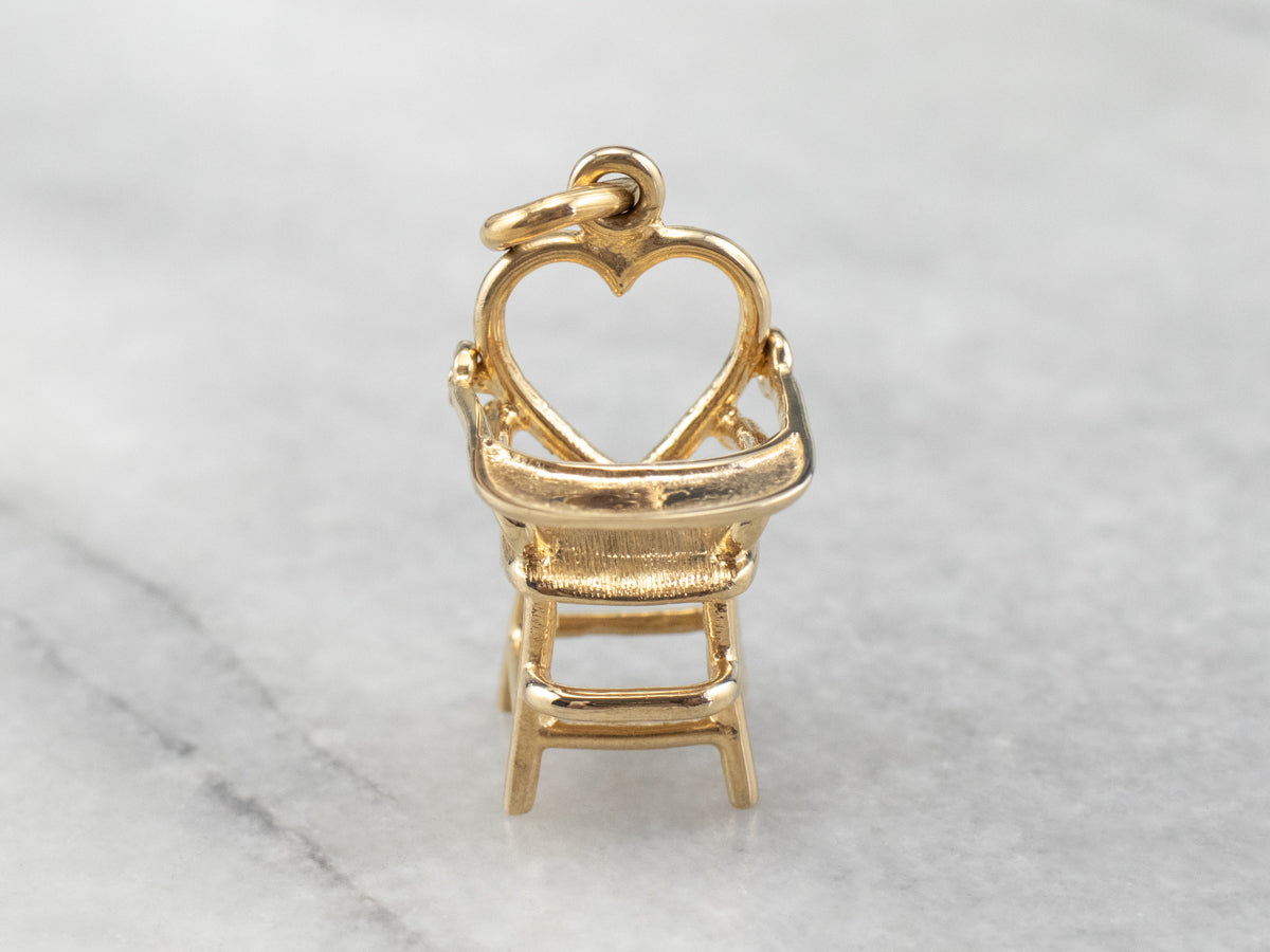 14K Gold Heart High Chair Charm