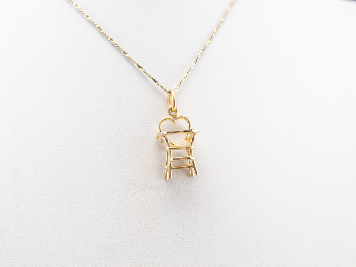 14K Gold Heart High Chair Charm