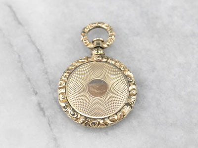 Victorian Mourning Glass Gold Pendant