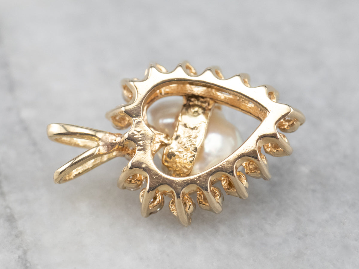 Freshwater Pearl and Diamond Heart Pendant