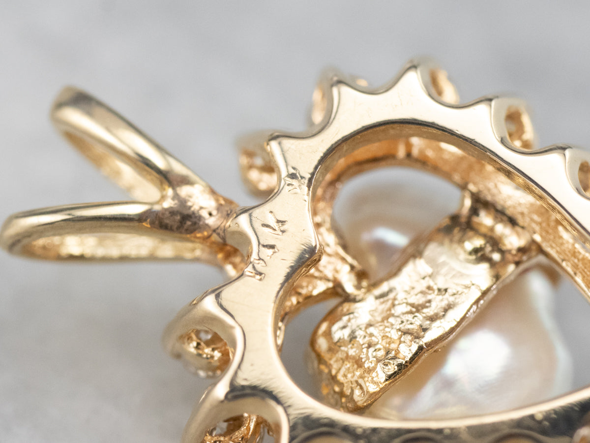 Freshwater Pearl and Diamond Heart Pendant