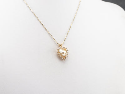 Freshwater Pearl and Diamond Heart Pendant