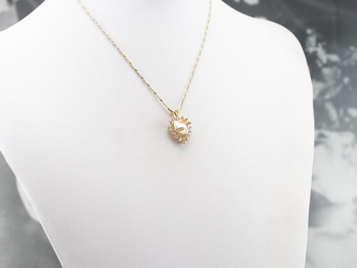 Freshwater Pearl and Diamond Heart Pendant