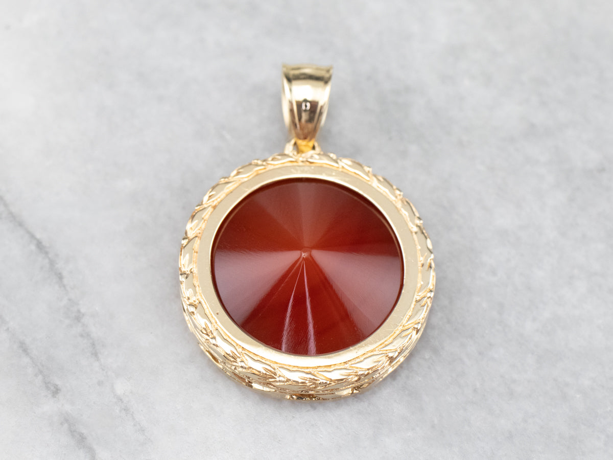 Mid Century Gold Carnelian Pendant