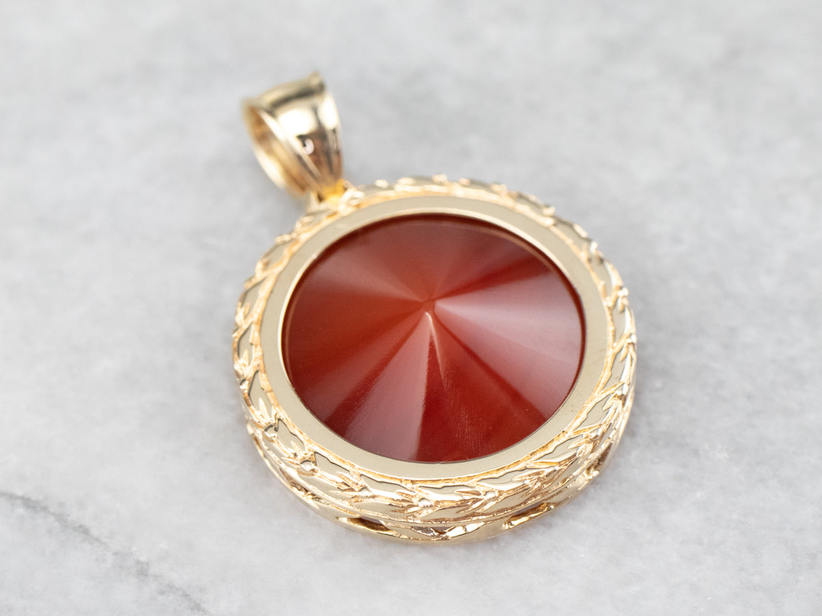 Mid Century Gold Carnelian Pendant