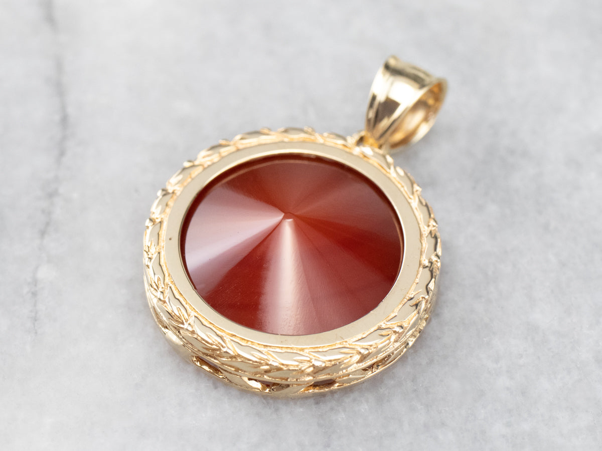 Mid Century Gold Carnelian Pendant