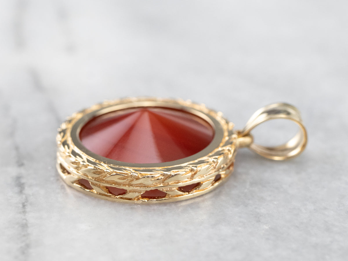 Mid Century Gold Carnelian Pendant