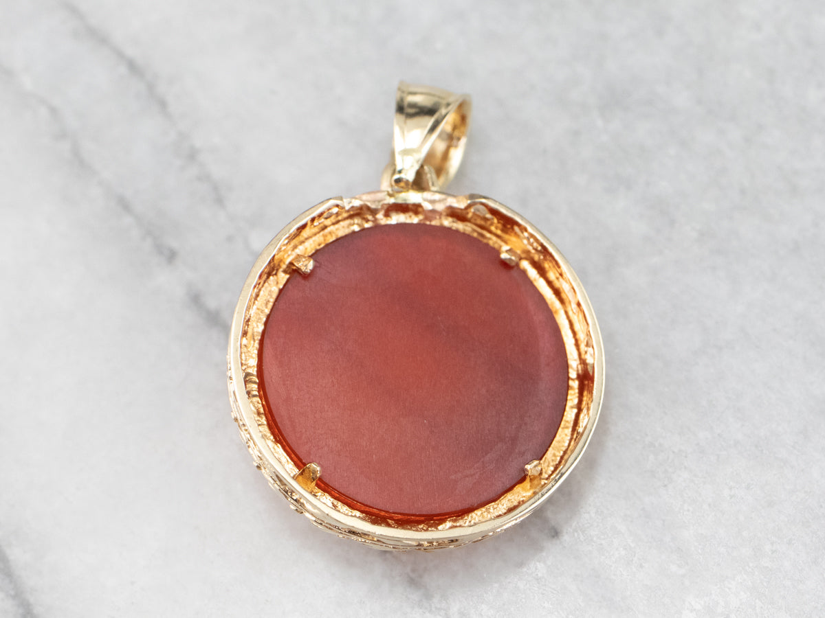 Mid Century Gold Carnelian Pendant