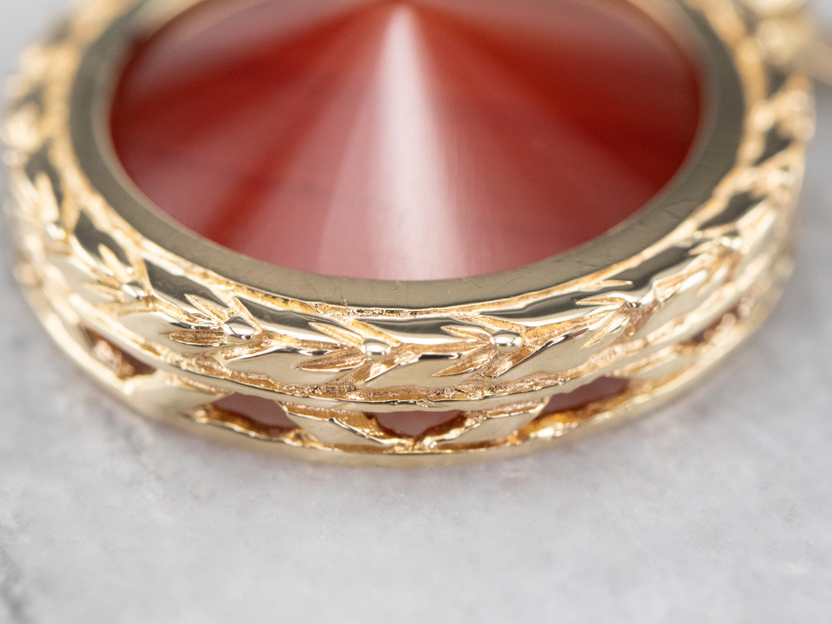 Mid Century Gold Carnelian Pendant