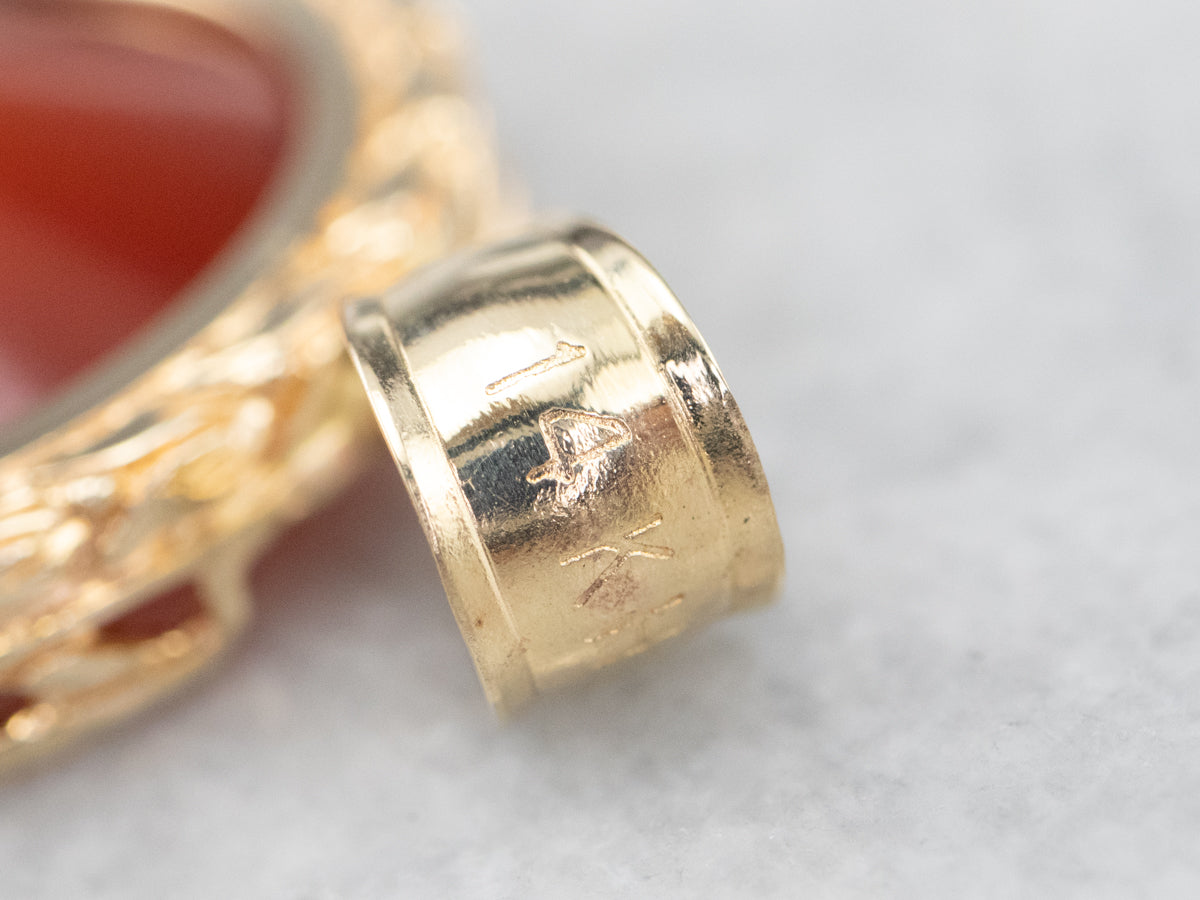 Mid Century Gold Carnelian Pendant