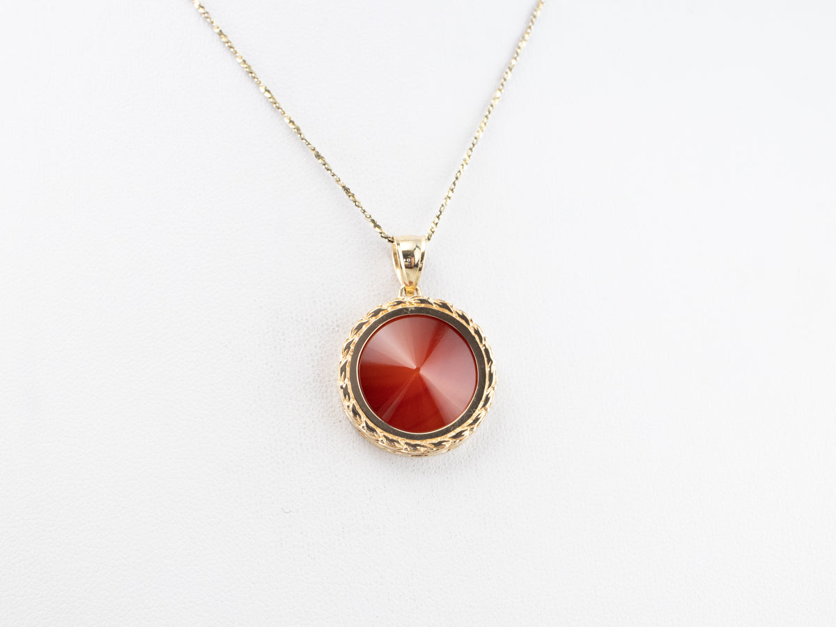 Mid Century Gold Carnelian Pendant