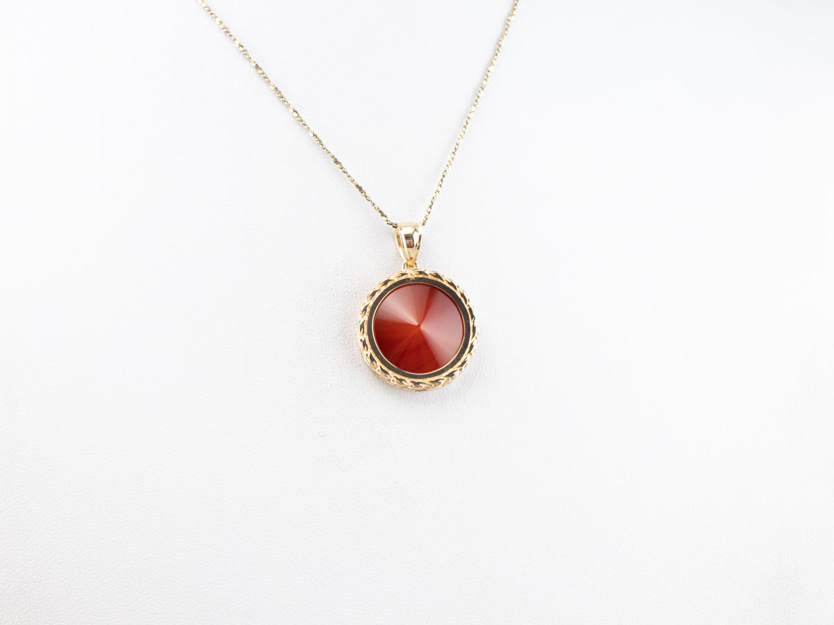 Mid Century Gold Carnelian Pendant