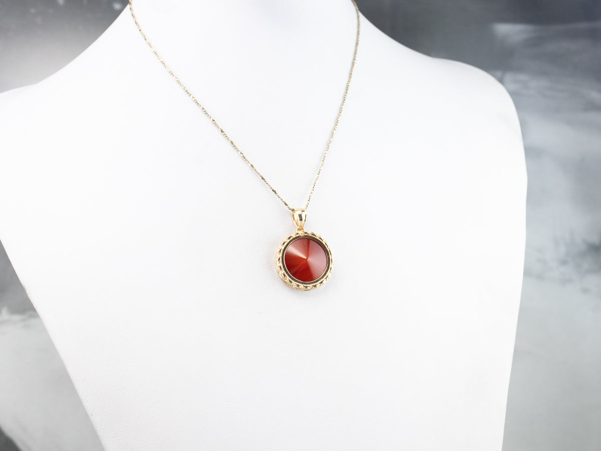 Mid Century Gold Carnelian Pendant