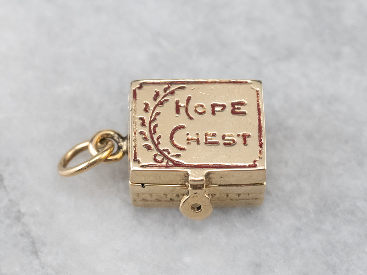 Vintage Gold Hope Chest Charm