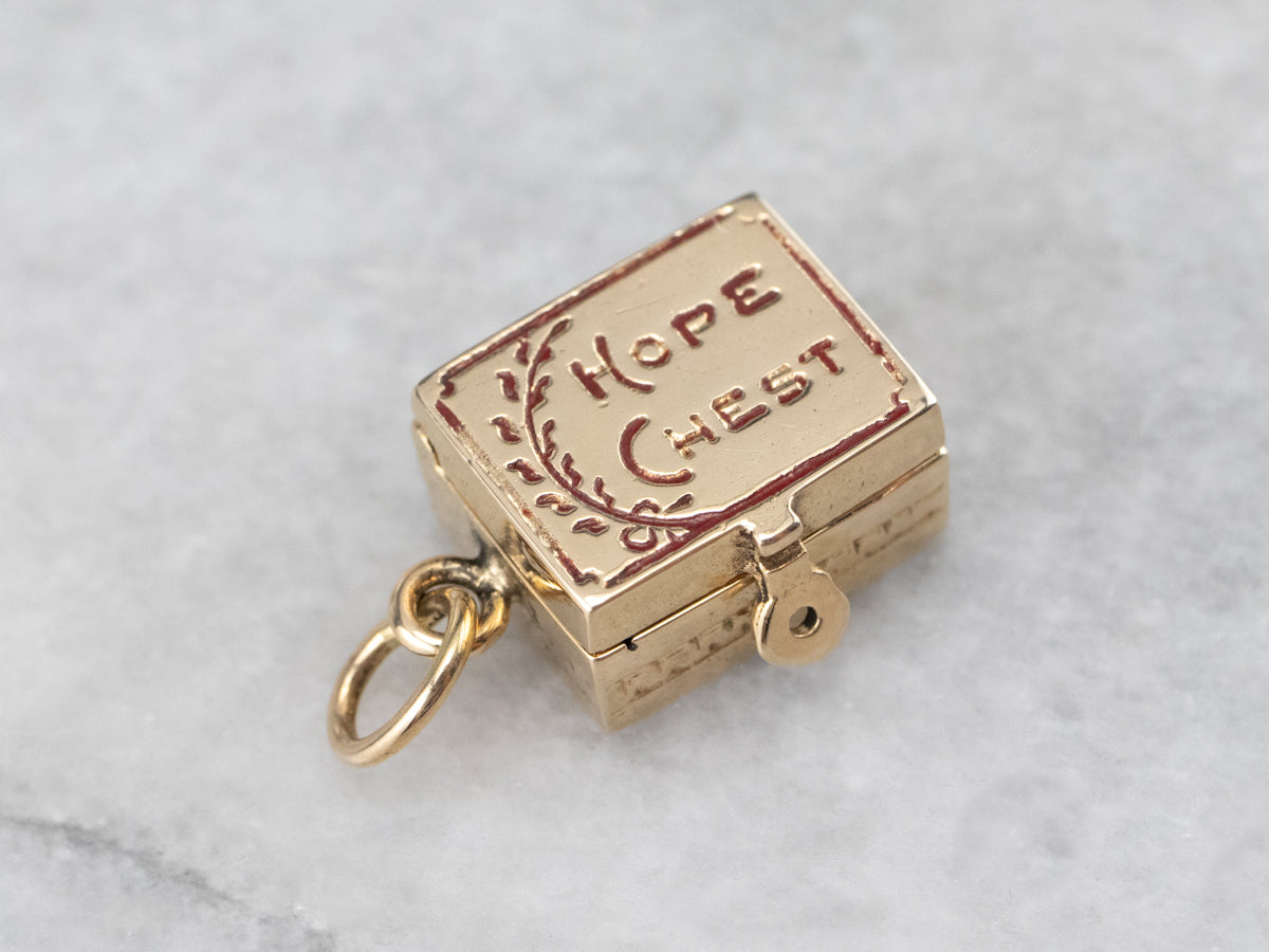 Vintage Gold Hope Chest Charm