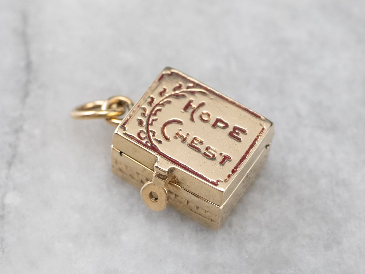 Vintage Gold Hope Chest Charm