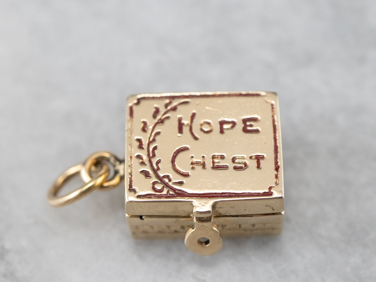 Vintage Gold Hope Chest Charm