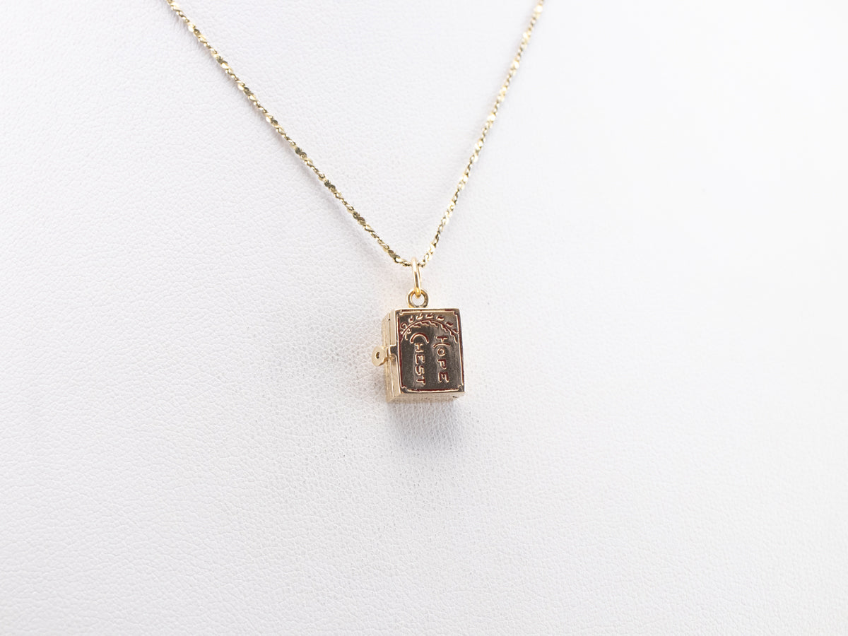Vintage Gold Hope Chest Charm