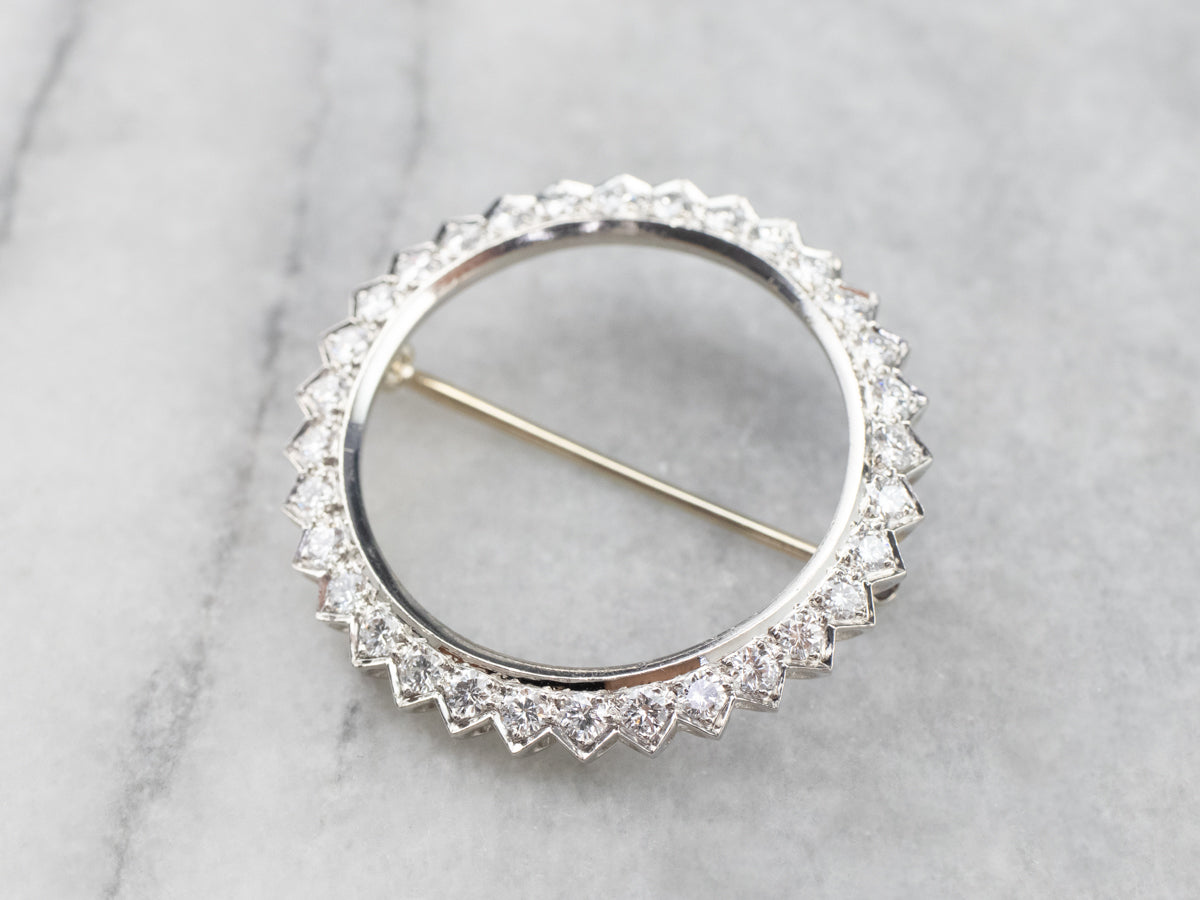 White Gold Vintage Diamond Circle Pin