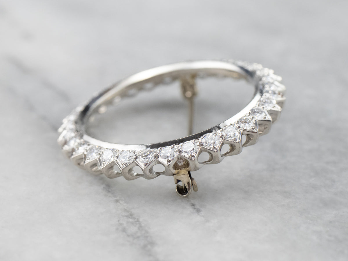 White Gold Vintage Diamond Circle Pin