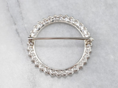 White Gold Vintage Diamond Circle Pin