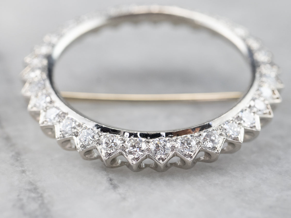 White Gold Vintage Diamond Circle Pin