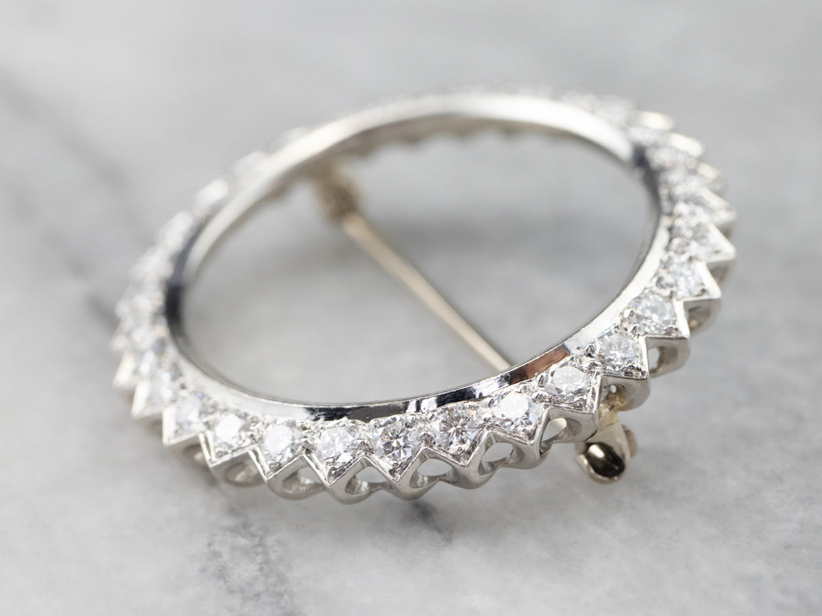White Gold Vintage Diamond Circle Pin