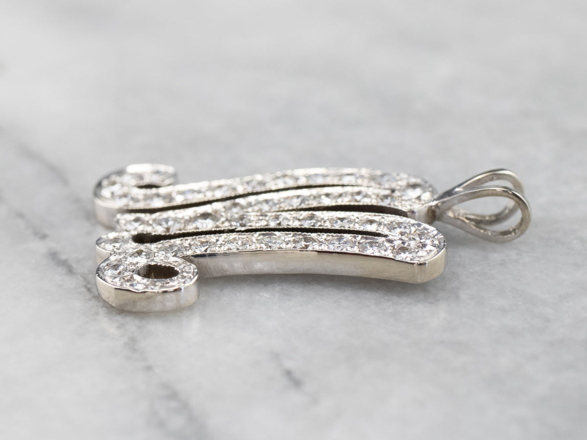 Scrolling Diamond M Initial Pendant