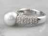 Grey Pearl Diamond White Gold Statement Ring